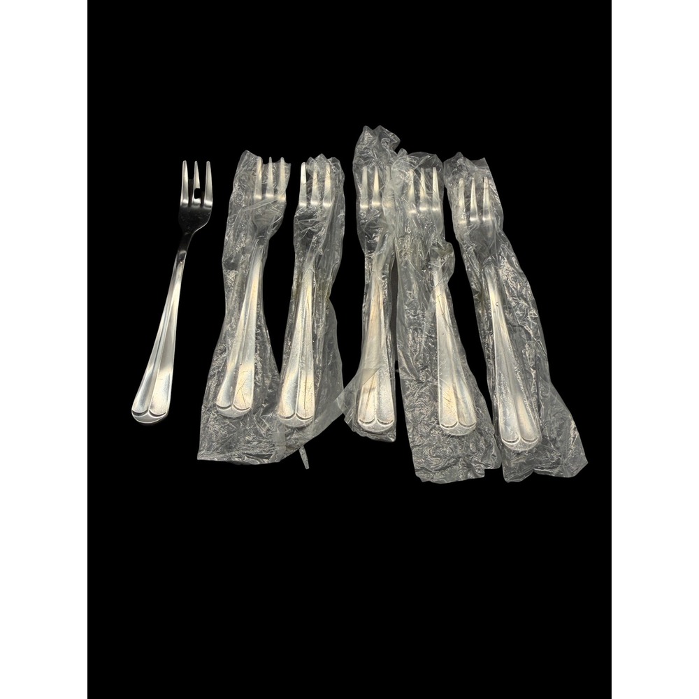 International Silver Stainless Cape Cod Seafood‎ Cocktail Forks 6 Double Scallop